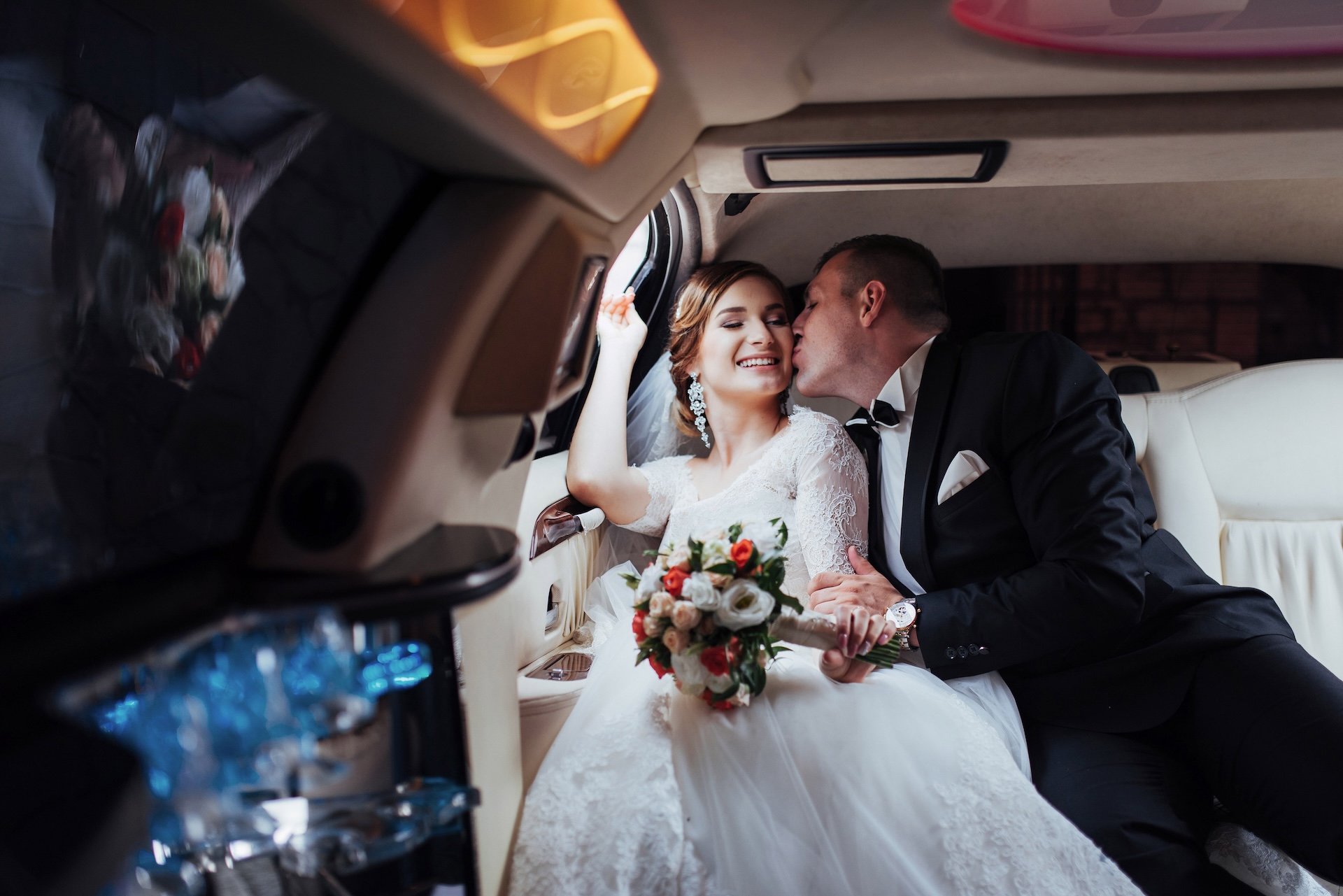 wedding in limo